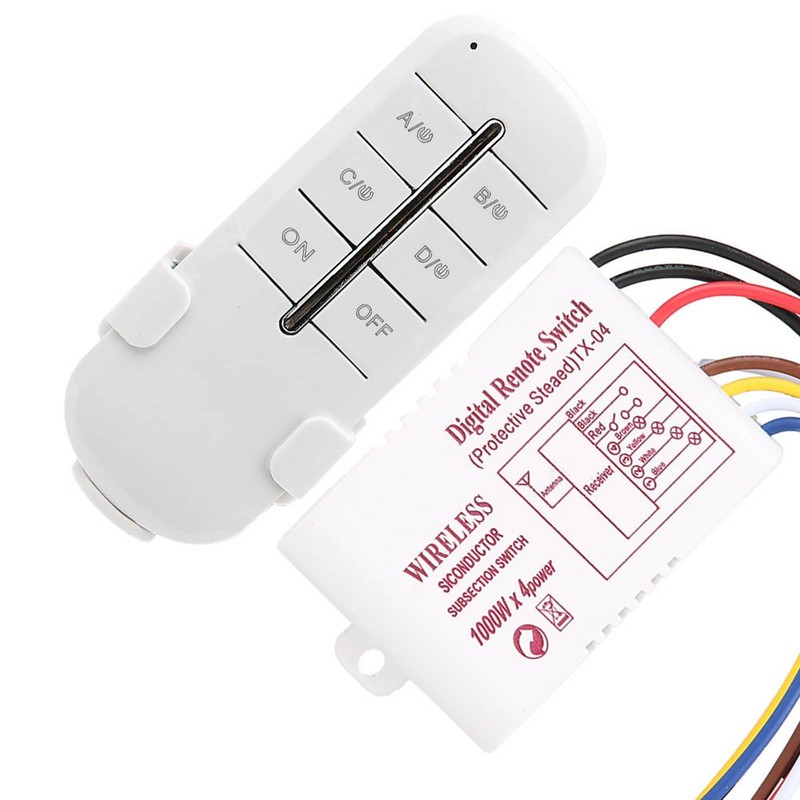 ON/OFF AC180-240V Wireless Receiver Lamp Light RF Remote Control Switch(4Way