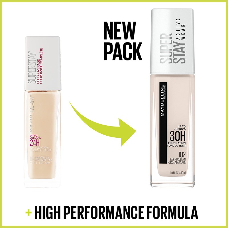 Maybelline Super Stay Full Coverage Liquid Foundation Active Wear Makeup,