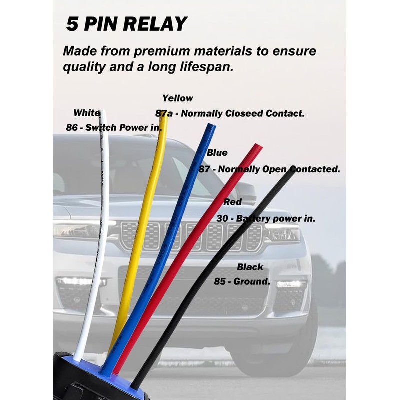 2 Pack Waterproof Relays and Harness Kit 40A 14V DC,