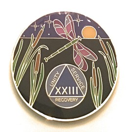 Recovery Line 23 Year Dragonfly Promises AA Medallion, Purple