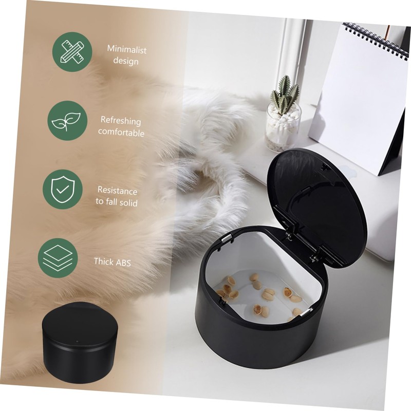 Ciieeo 1pc Mini Desktop Trash Can with Press Top Lid