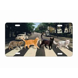 Cats Crossing Abbey Road Front Vanity Plate, Decorative Metal 12 x 6 inches Car Tag, Funny Pet Design