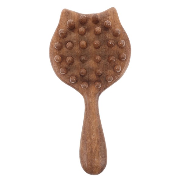 TOVINANNA Handheld Scalp Massager Comb Wooden Wide Tooth Brush Cat-themed