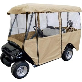 LOVE·FEEL Golf Cart Enclosure 4 Passengers Golf Car Cover Heavy Duty Golf Cart Rain Cover, Compatible with EZGO, TXT, Yamaha Club Car (Khaki)