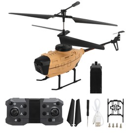 Remote Control Helicopter Automatic Obstacle Avoidance 4k Dual Camera High Definition Aerial Photography Helicopter Toy for Boys Adults Earthy Yellow 1 Battery