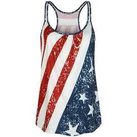 Hibelle American Flag Tank Top Women Scoop Neck Cute Racerback Yoga Workout Tank Top (Flag,Large)