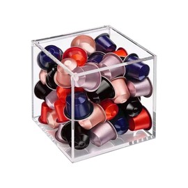 DARENYI Coffee Pods Storage Box Acrylic Pod Cage Coffee Capsule Holder Clear Acrylic Display Box with Lid for Coffee, Figures Toys, Collectibles, Candies (13x13x13cm)