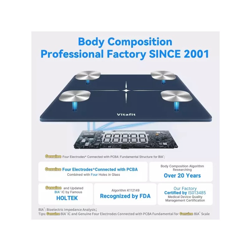 Vitafit 스마트 체중계 2001년부터 전문 공장에서 생산한 0.1lb 고정밀도 BMI