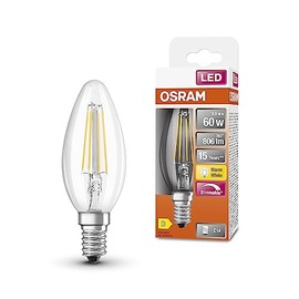 OSRAM LED SuperStar Classic B60 Dimmbare LED Lampe für E14 Sockel, Kerzenform, FIL, 806 Lumen, warmweiß (2700K), Ersatz für herkömmliche 60W Glühbirnen, 6er-Pack
