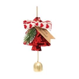 JCBCKJ 3PCS Christmas Bow with Bell, Decorative Gold Jingle Bells Plush Pendant Hanging for Indoor Outdoor Home Car Bag Party Deco