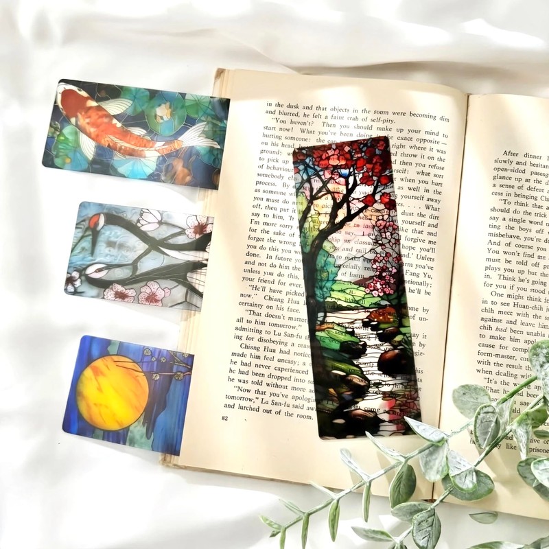 Celavoy Pretty Stained Glass Bookmark - 10pcs Japanese Nature Art