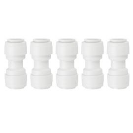 PATIKIL Water Purifier Straight Union Connector 3/8" OD to 3/8" OD, 5 Pcs Quick Push to Connect Tube Fittings for RO/DI Reverse Osmosis Water Filter Purifier Plumbing System, White