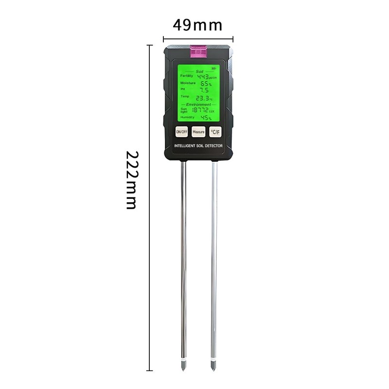 QUMOX 6-in-1 Soil Tester Meter with Rotatable Screen – Measures