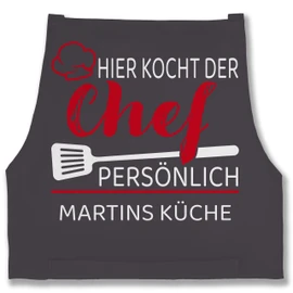 Geschenk mit Namen personalisiert by Shirtracer - Apron - Cooking Apron Men - Hier kocht der Chef persönlich with Name I Gift Cooking I Hobby Chef, 2 anthracite