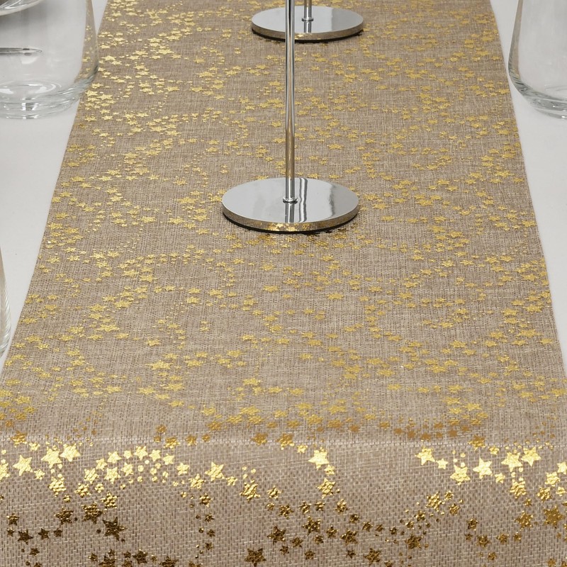MODERNO Table Runner Table Decoration with Stars in Gold (28