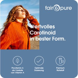 Fair & Pure Beta-Carotene Softgels 15 mg Daily Dose, Pack of 120, Dietary Supplement without Additives, Made in Germany