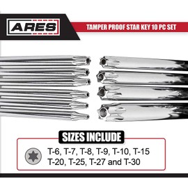 ARES 44000 - 10-Piece Tamper-Proof Folding Star Key Set - Sizes Include T-6 to T-30 - Corrosion-Resistant CR-V Steel Construction