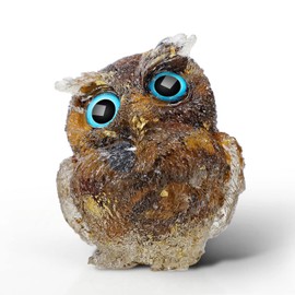 LLLSYBBB 2.4" Brown Owl Decor Healing Crystals Gemstone Energy Sculpture Statue Home Room Office Desk Decoration Hand-Carved Cute Figurines Energy Reiki Gifts for Women Men