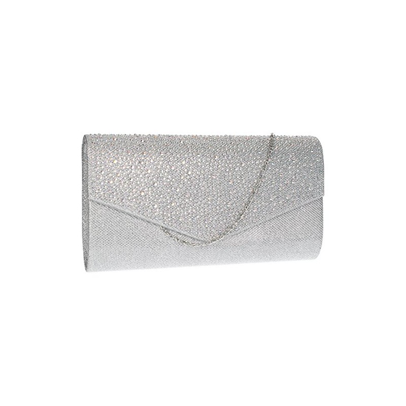 Swanky Swans Women's Montary Glitter Diamante Envelope Clutch Bag Clutch