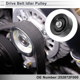 Motoforti Drive Belt Idler Pulley for Hyundai Santafe 2009-2020 Serpentine Tensioner Pulley Idler with Bolt Washer No.252872F000 Steel Black 1 Pcs