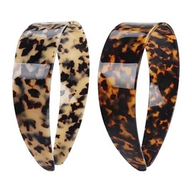2PCS Diadema Carey Ancha Dentada, 14×11,5×3,9cm Gruesa Multifuncional Diadema Carey Mujer, Fibra De Acetato, Estilo Retro, Para Viajes, Vacaciones, Ca