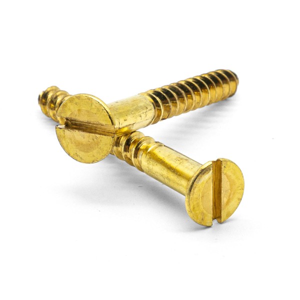 Hippo Hardware M5 (5mm X 30mm) Solid Brass Slotted Countersunk Wood Screws (Pack of 50)