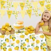 4 Pcs Lemon Party Decoration Lemonade Tablecloth Lemon Triangle Banners