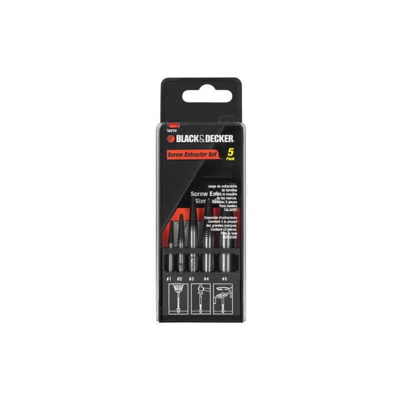 BLACK+DECKER 16270 Screw Extractor Set, 5-Piece
