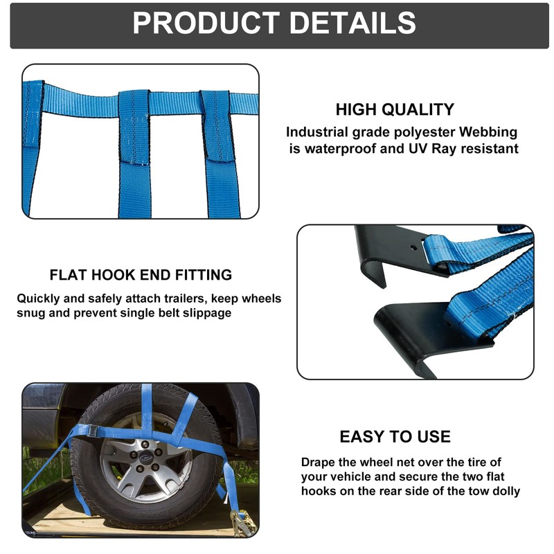 FSBCGT Set of 2 Tow Dolly Straps with Flat Hook,