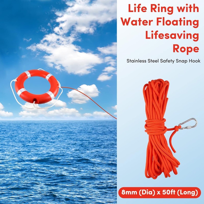 23" Life Ring Boat Safety Throw Ring with Water Floating