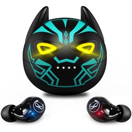 Small Ears Kids Wireless Earbuds Stereo In-Ear Wireless Headphones with Mic Touch Control Headphones with Black Blue Cartoon Wink Charging Case