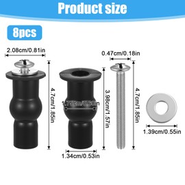 Toilet Seat Attachment, Rubber Toilet Lid Attachment, Toilet Seat Screws, Toilet Seat Replacement Part Set, Suitable for Blind Holes in Toilet Lid, Pack of 8