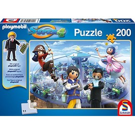 Schmidt 56168 Playmobil Puzzle Super 4 – Technopolis mit Einer originellen Figur, 200 Teile