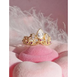 Anillo de la princesa Rapunzel con Caja de REGALO, anillo en forma de la corona de la pelicula, joyeria de princesa, anillo ajustable