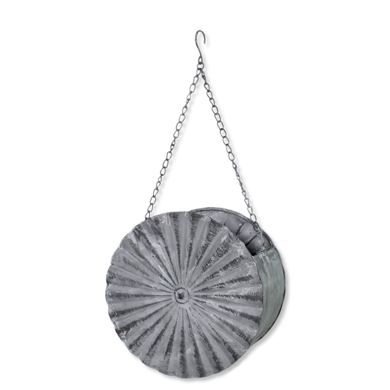 DARO DEKO Metal Hanging Basket Round Diameter 15 cm Grey