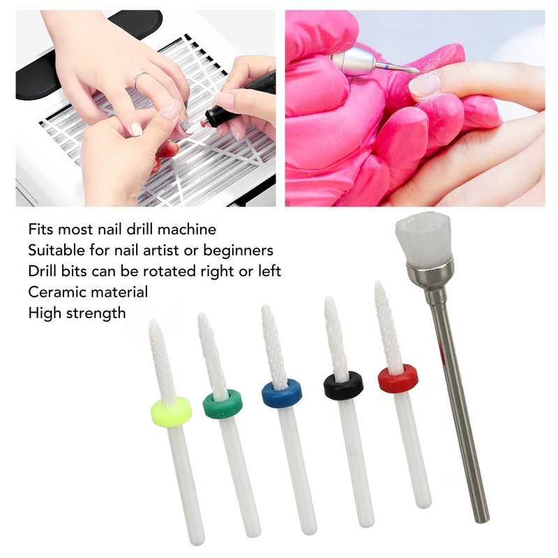 6 Pcs Ceramic Nail Drill Bit Set Drill Bits for