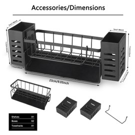 TDSYDS Sink Organiser, Sponge Holder Kitchen, Sink & Sink Organiser, Slim with Removable Towel Holder/Storage Box, Washing Organiser, Washing Up Utensils
