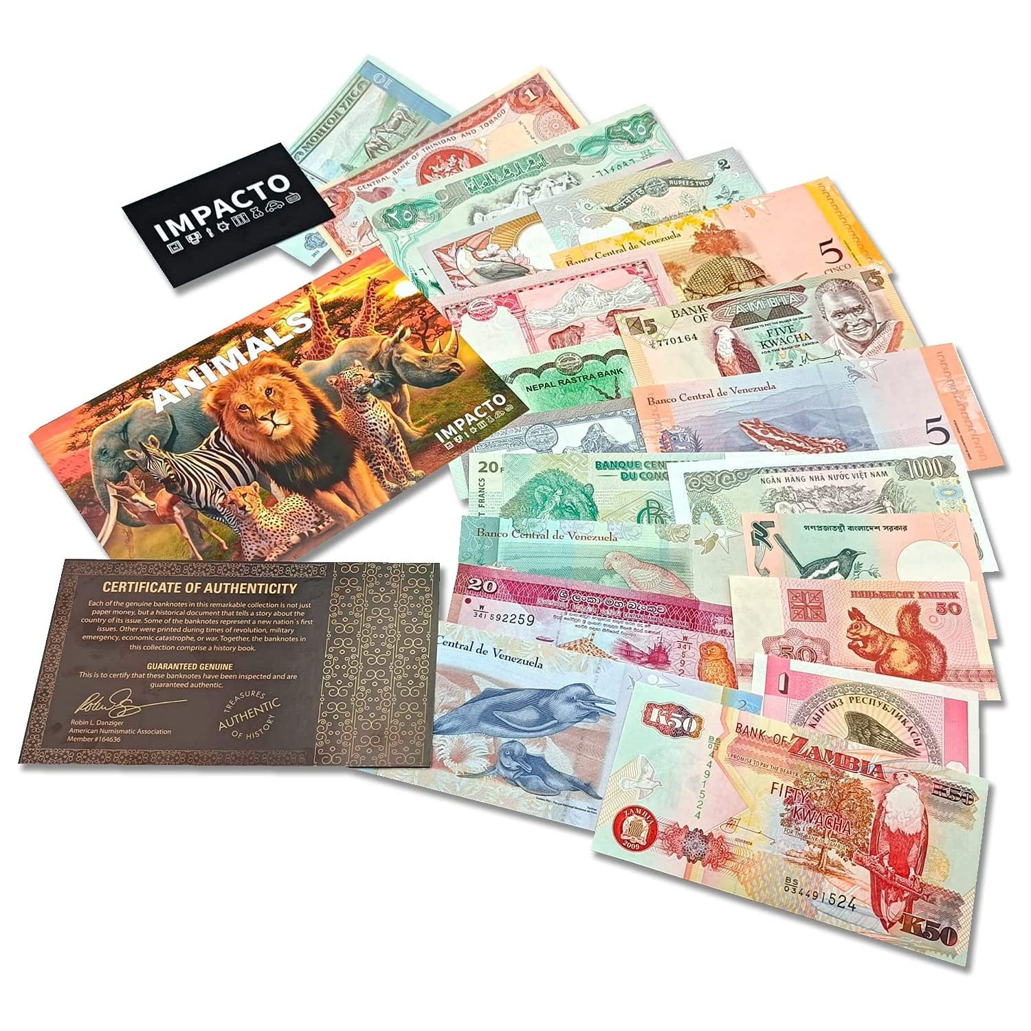IMPACTO COLECCIONABLES 20 animal banknotes from all over the world ...