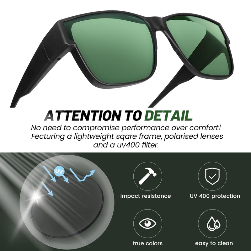 LVIOE Polarised Over Glasses Women's Fit-Over Glasses Sunglasses for Glasses