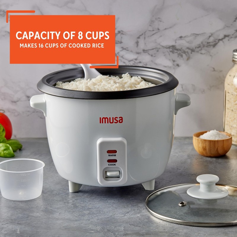 IMUSA USA GAU-00013 Electric Nonstick Rice Cooker 8-Cup (Uncooked) 16-Cup