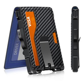 GHUKY Wallet for Men, Minimalist Slim Mens Wallet with Money Clip, RFID Blocking Smart Pop Up Card Wallet with ID Window, Compact Bifold Wallet,Metal Aluminum Credit Card Holder