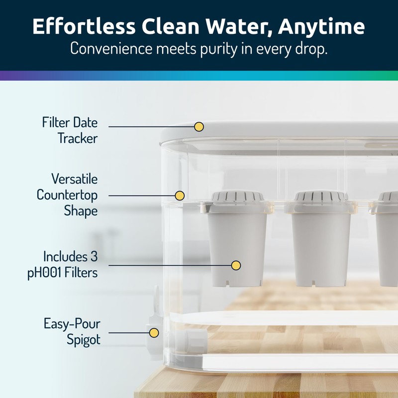 Invigorated Water - Alkaline Countertop Water Filter Dispenser, Large 52-Cup
