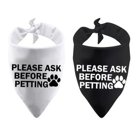 Nervous Shy Dog Bandana Dog Scarf Please Ask Before Petting Triangle Printed Bibs Pet Scarf for Pet Birthday Gift (Please Ask Before Petting)