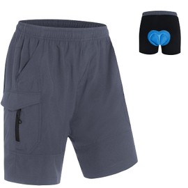 Pantalones cortos de bicicleta de montaña para hombre, holgados, con acolchado 3D, ligeros, ajuste holgado, gris, Small