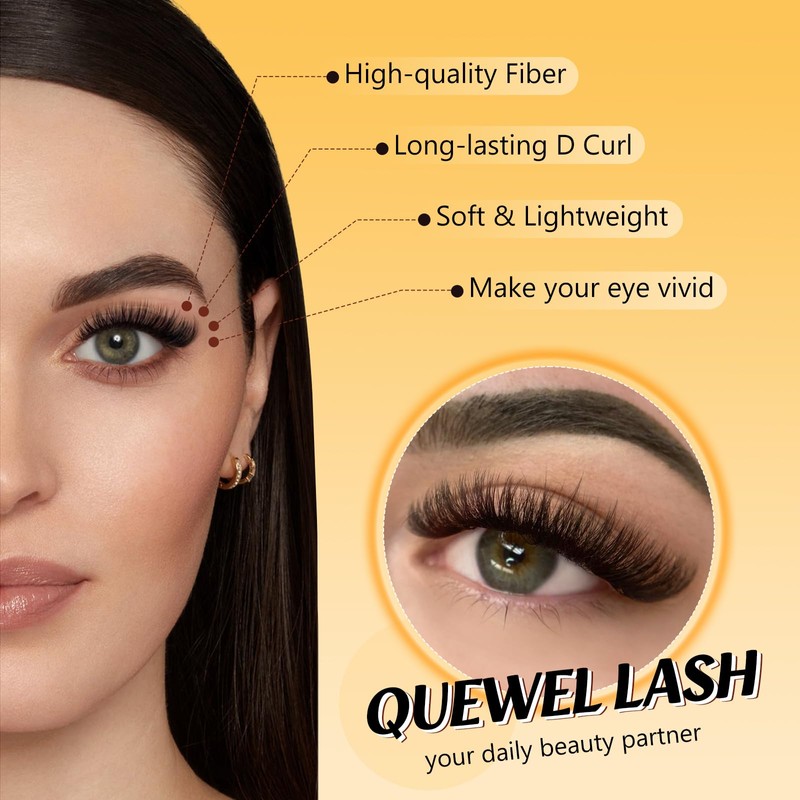 QUEWEL Wimpern-Extensions 30D+40D+50D 3 gemischte Stile Cluster-Lashes, 280 Stück Lash-Extension
