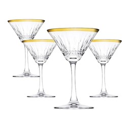 Pasabahce Vintage Golden Touch Martini Glasses Set of 4, Cocktail Cups 7.25 Oz, Vintage Coupe Glasses,Elegant Cocktail Glasses, Perfect For Parties, Gifts, Housewarming, Weddings, Aniversary