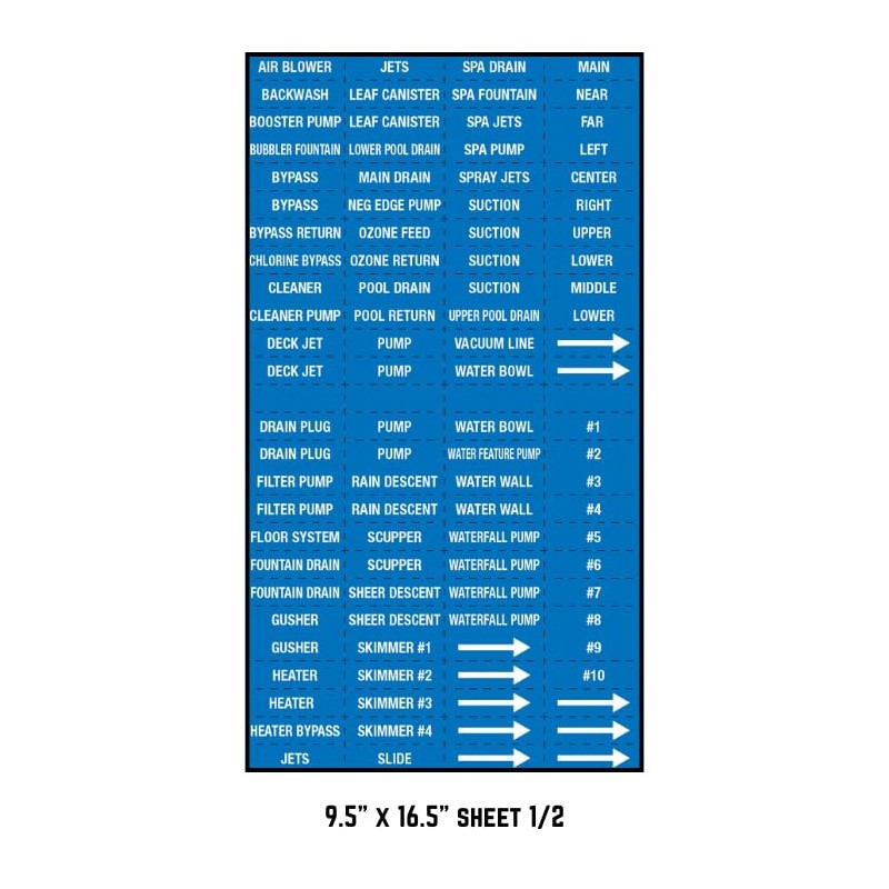 CRAFTMARK Swimming Pool Pipe and Equipment Identification Sticker Kit,Premium Grade-Sheet