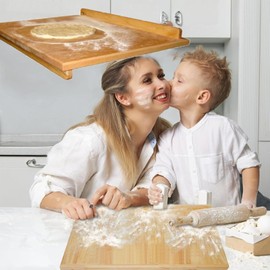 YYRZZ Reversible Pastry Board,19.68" x 16.14" Reversible Bamboo Pastry Board with Lip for Rolling Dough Wooden Cutting Baking Chopping Board Kneading Board for Counter Table Top Kitchen