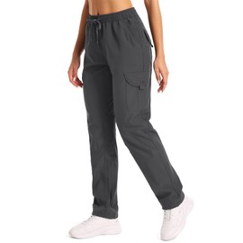 Asfixiado Womens Hiking Pants Quick Dry Lightweight UPF 50 Travel Golf Pants Work Camping Outdoor Cargo Pants Pockets #6095-Grey-M