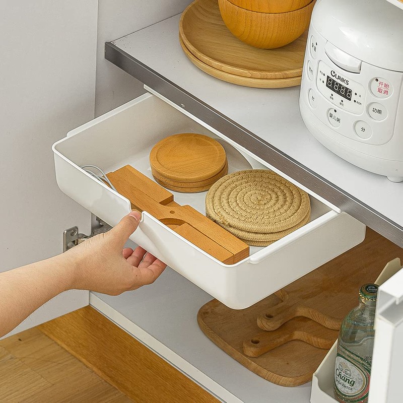 Poeland Under Desk Drawer Self-Stick Storage Organizer for Office Home
